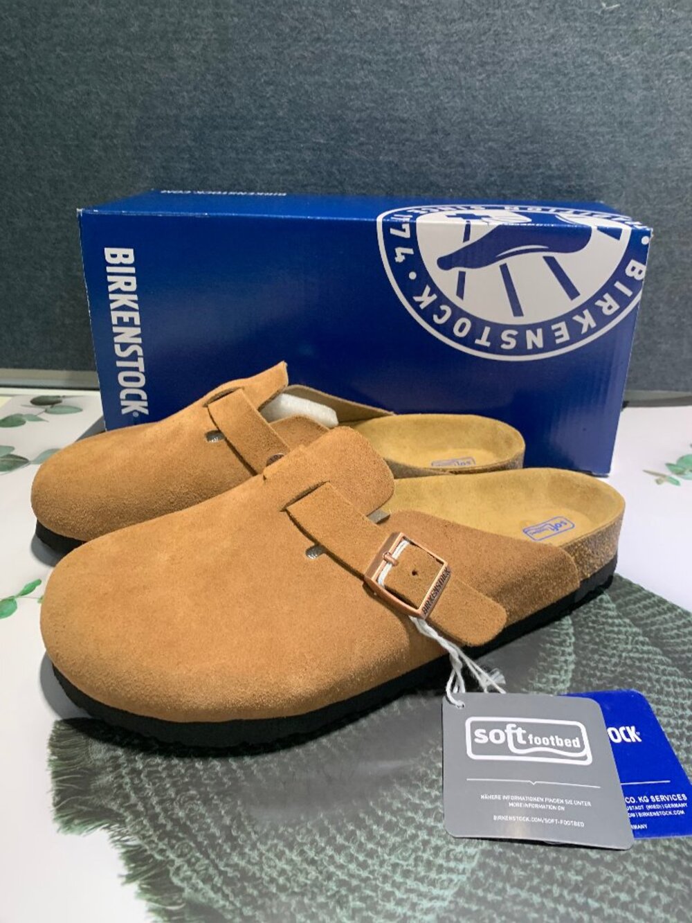 Birkenstock Unisex Boston Suede Soft Footbed Slip-Ons Sandals